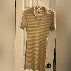 Michael Kors Striped Metallic Knit Polo Dress